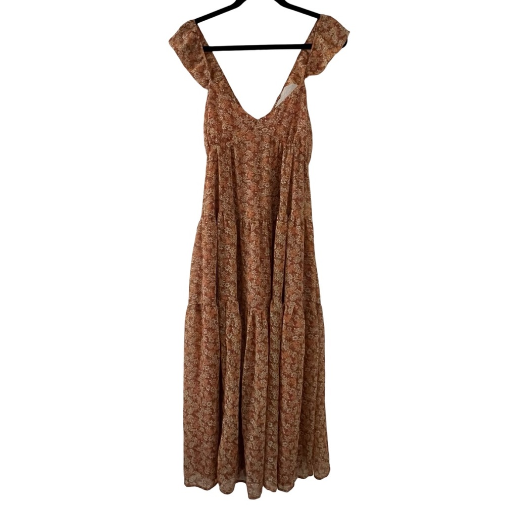 Madewell George Ruffle Sleeve Tiered Midi Dress